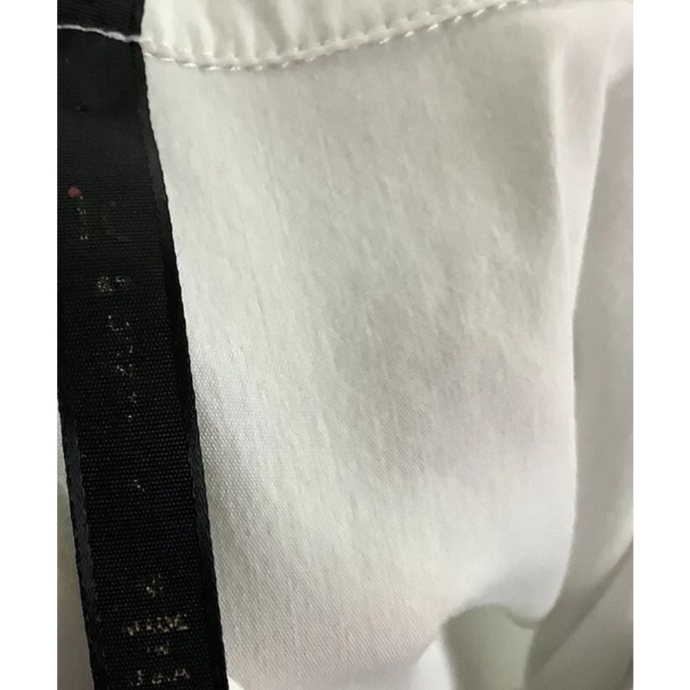 IC By Connie K Sz M Pleated Trim Button Blouse White Cotton Spandex Collared - Picture 5 of 6